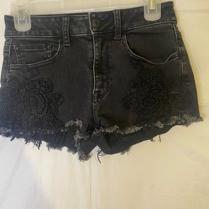 American eagle black cut off shorts